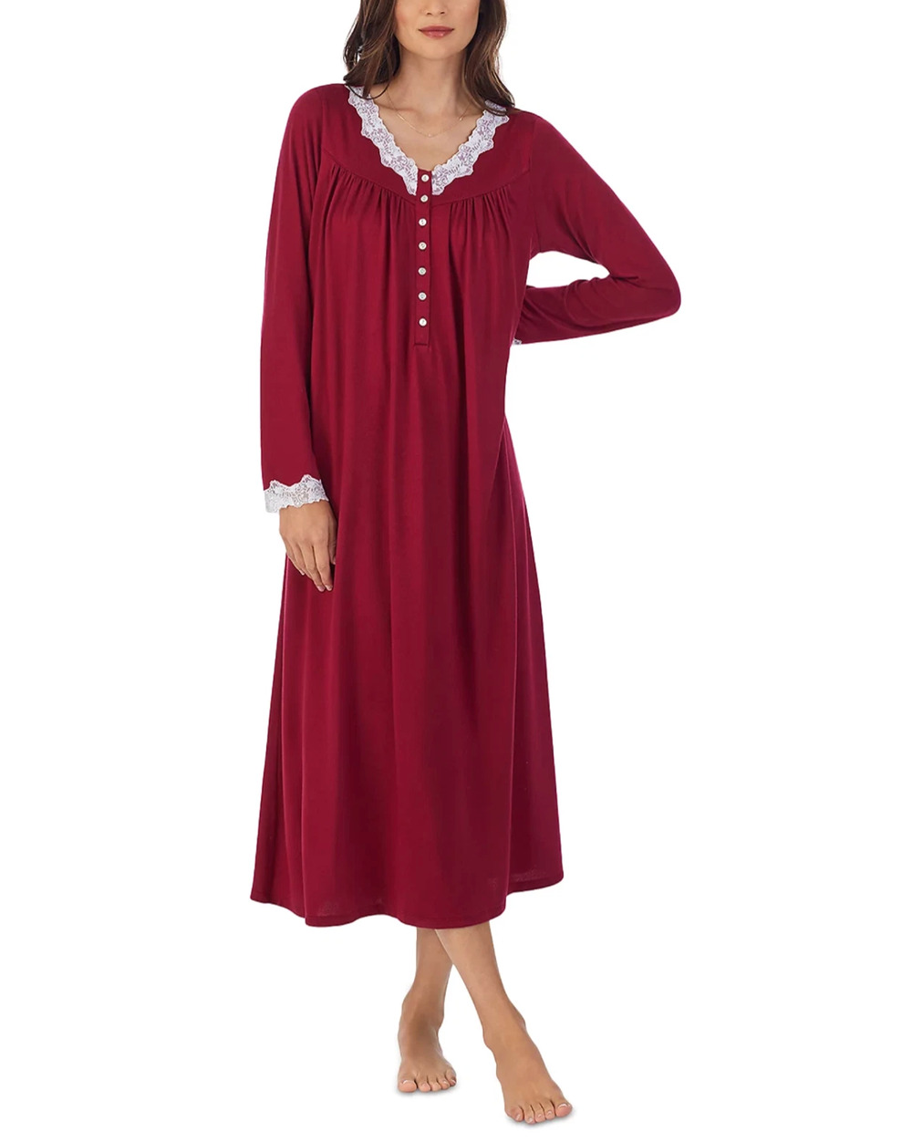 NWT Eileen West Dream Sweater Knit Long Sleeve Ballet Nightgown Womens XS Claret